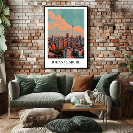Johannesburg Skyline Vintage Cityscape Modern Travel Poster PosterGoat