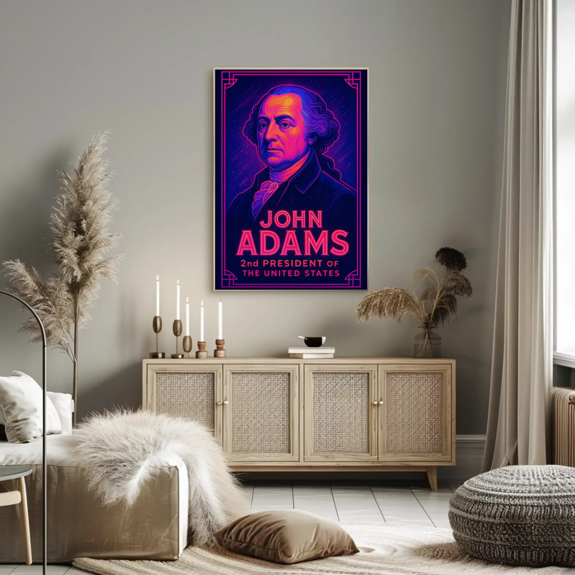 John Adams Modern Graphic Presidential Poster PosterGoat