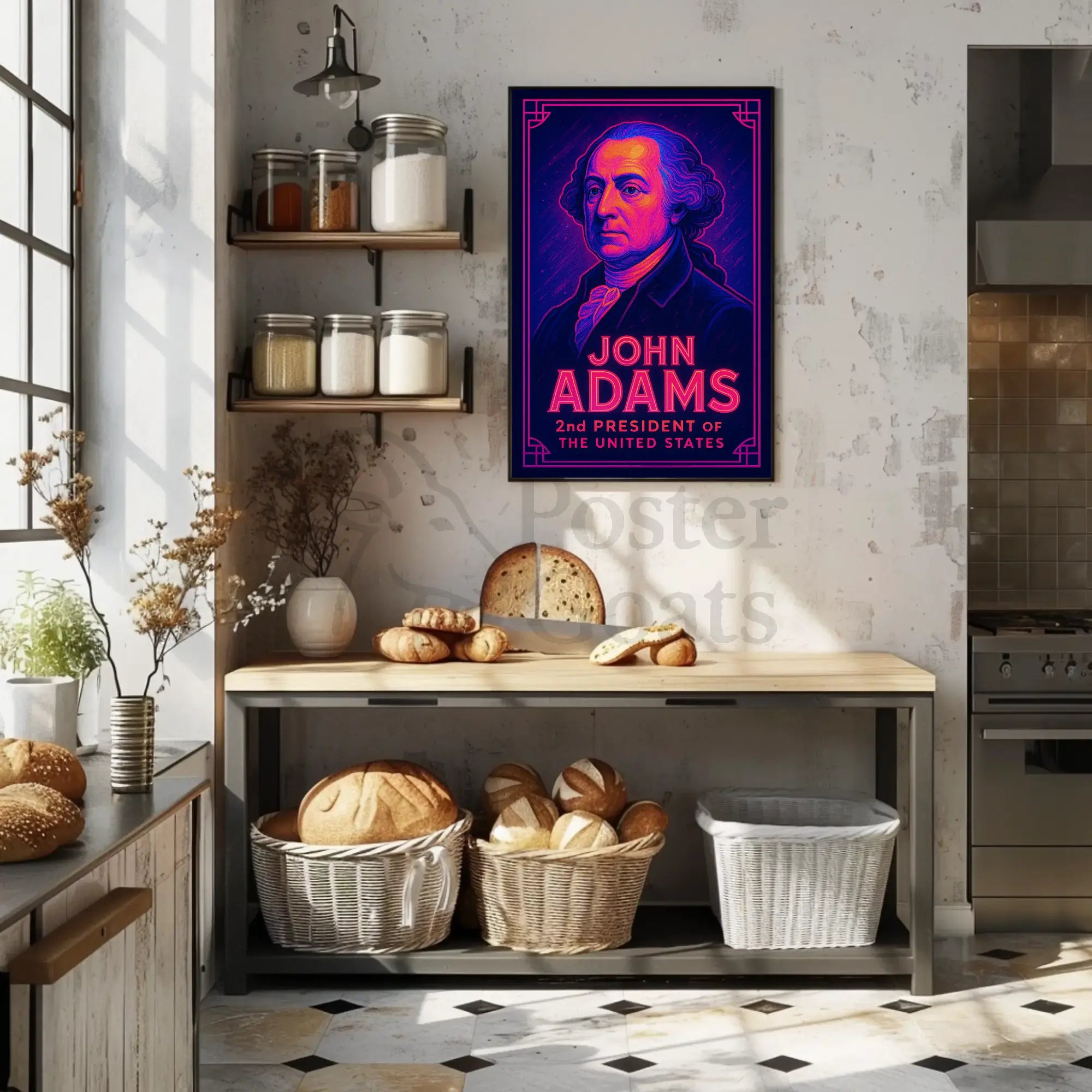 John Adams Modern Graphic Presidential Poster PosterGoat