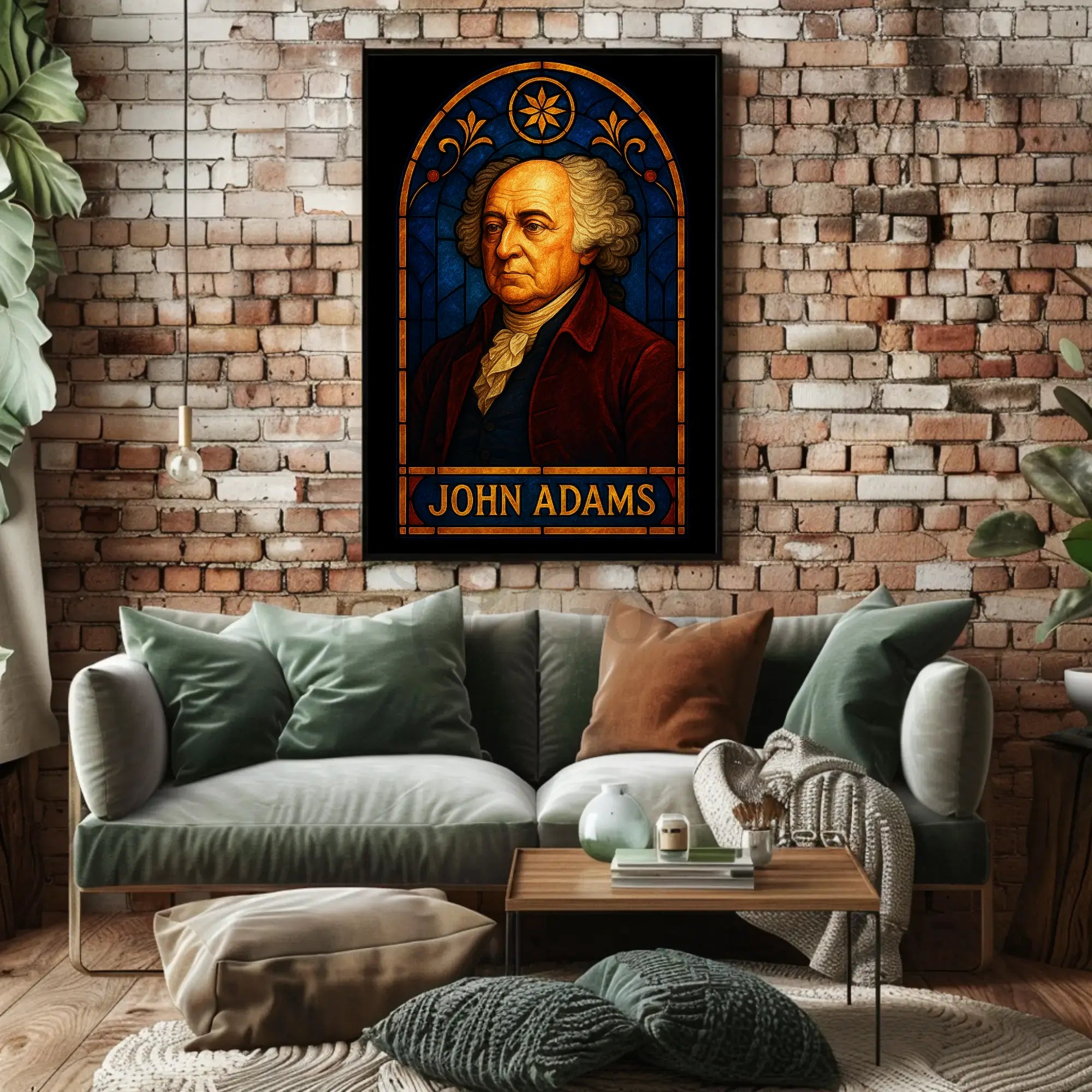 John Adams Stained-Glass Historical Tribute Poster PosterGoat
