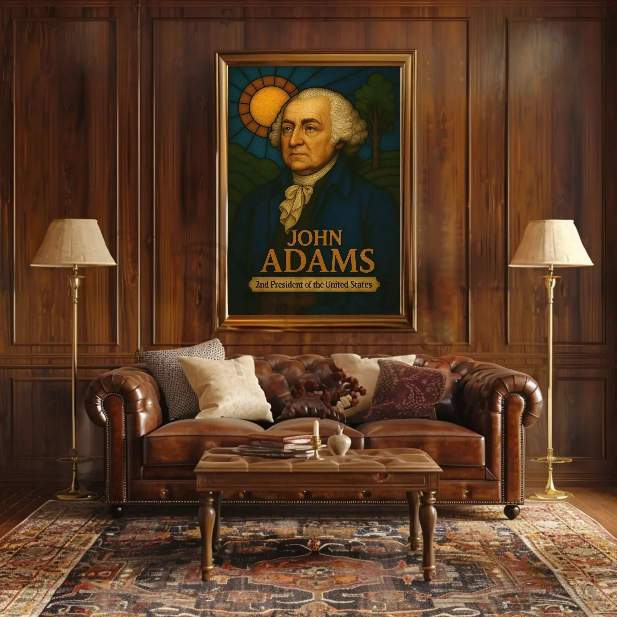 John Adams Stained Glass Presidential Poster PosterGoat