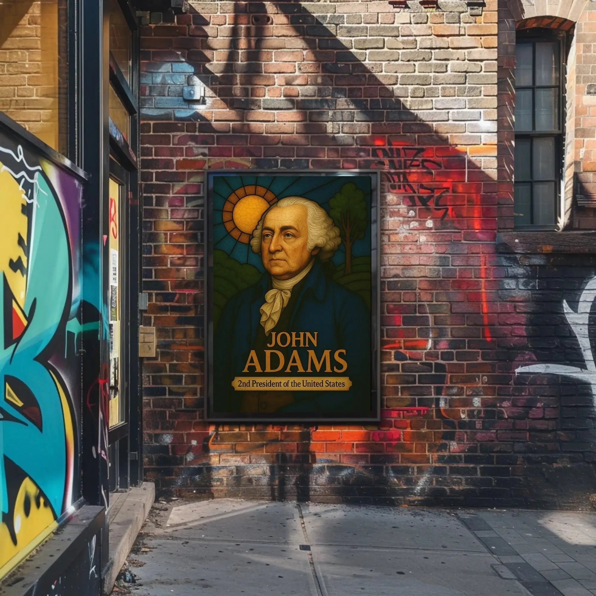 John Adams Stained Glass Presidential Poster PosterGoat