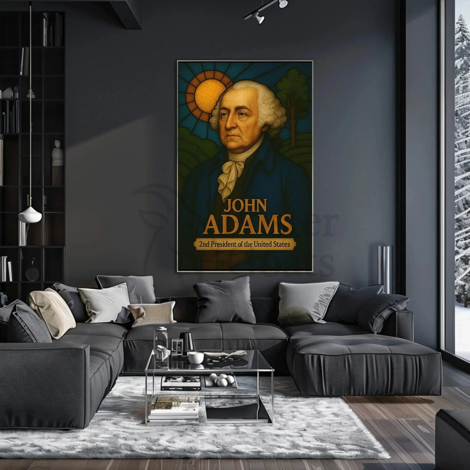 John Adams Stained Glass Presidential Poster PosterGoat