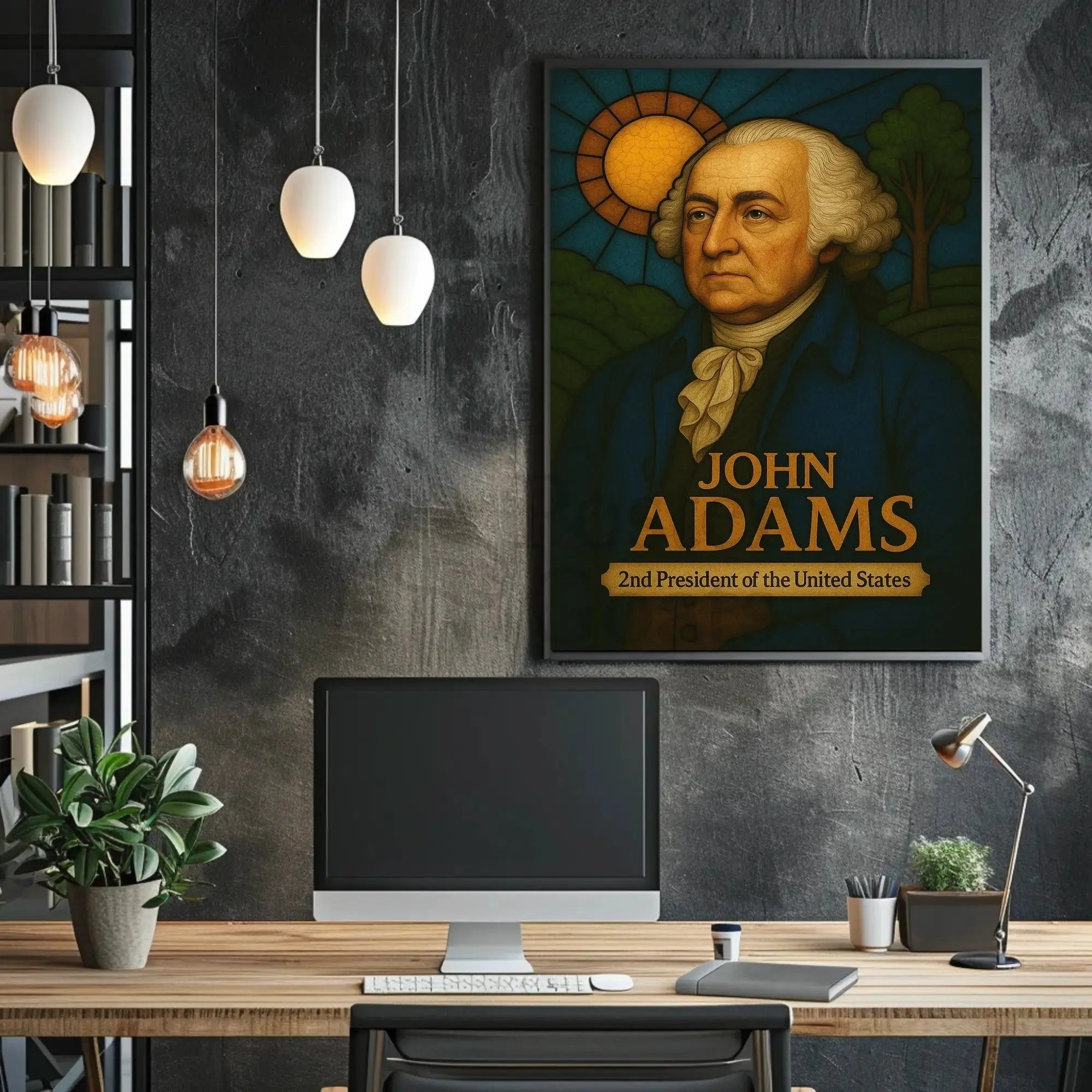 John Adams Stained Glass Presidential Poster PosterGoat