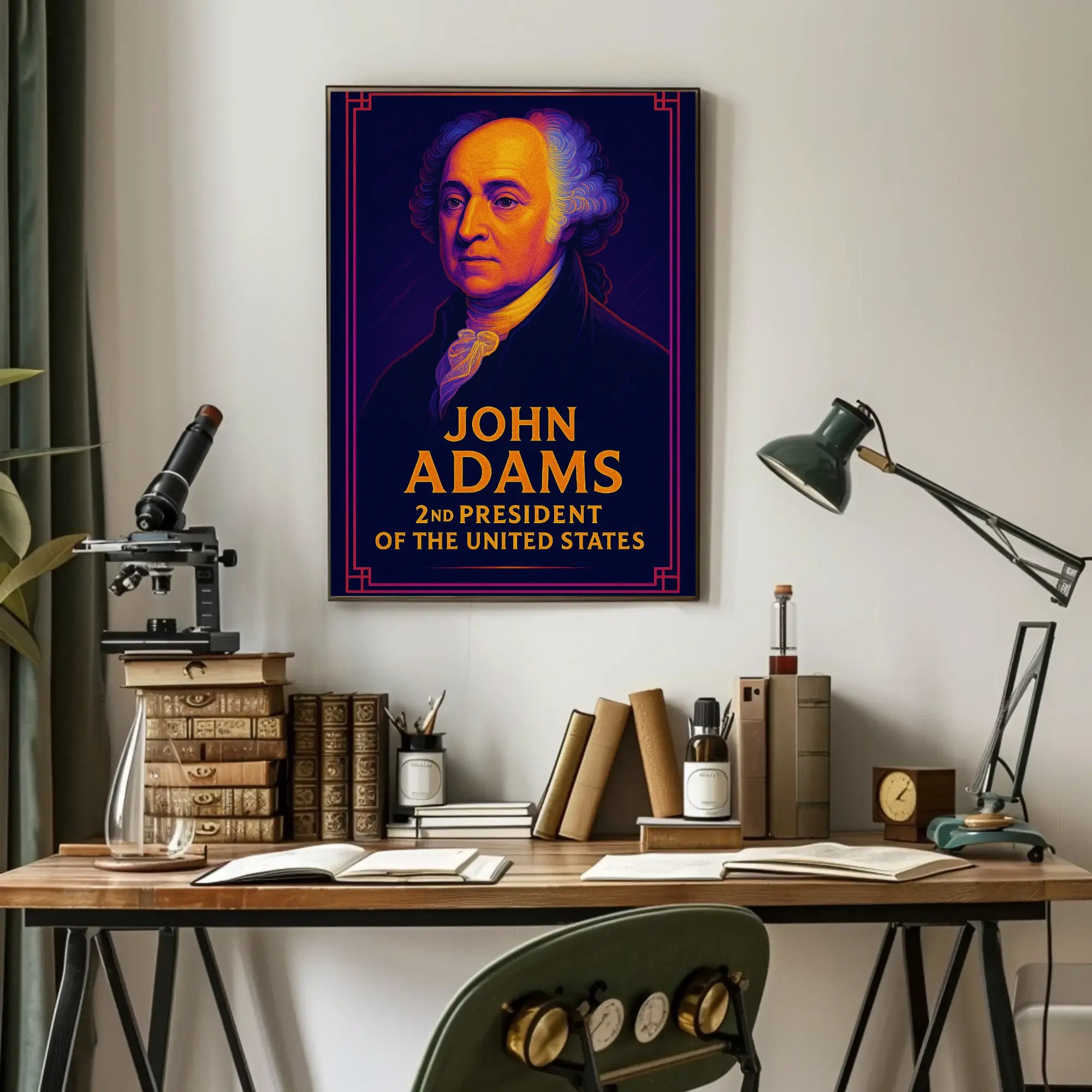 John Adams Vibrant Modern Historical Presidential Poster PosterGoat
