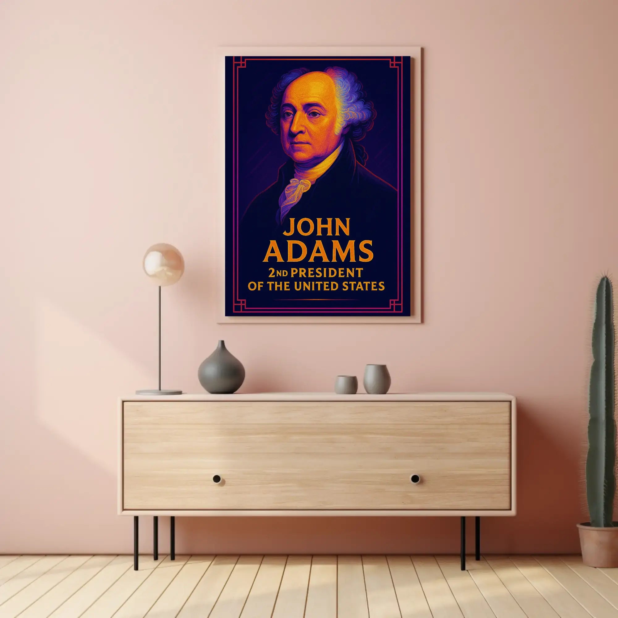 John Adams Vibrant Modern Historical Presidential Poster PosterGoat