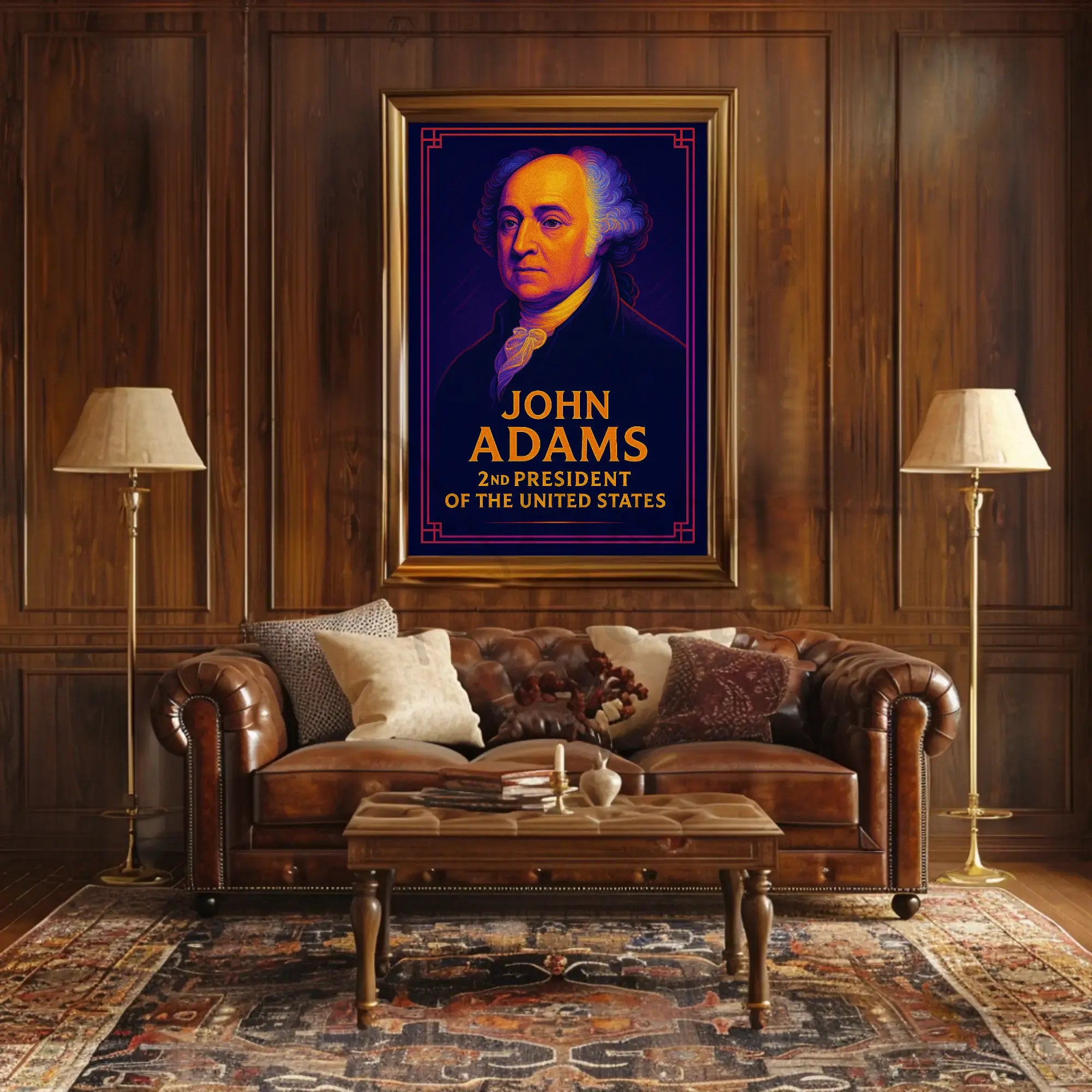 John Adams Vibrant Modern Historical Presidential Poster PosterGoat