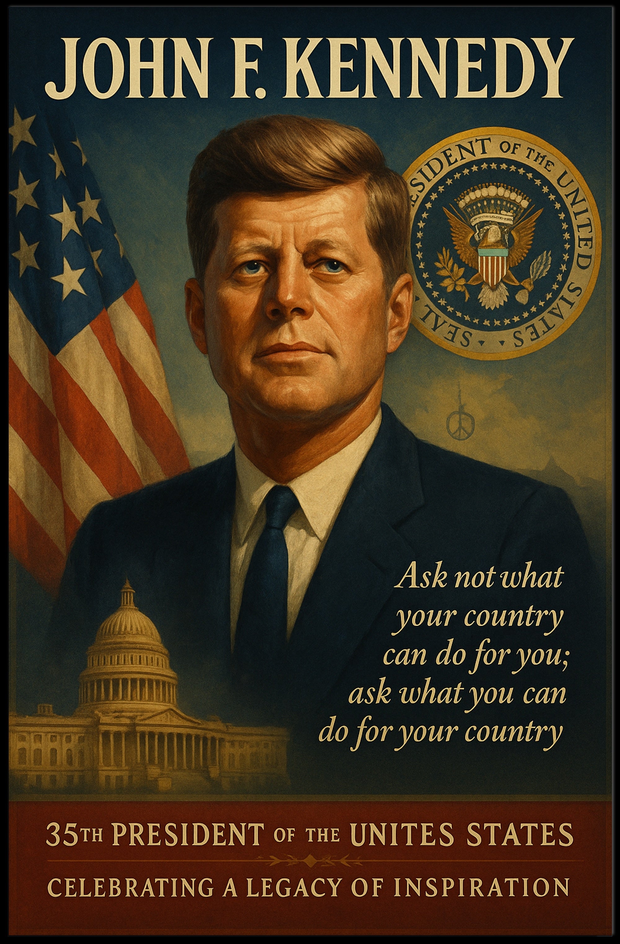 John F. Kennedy 35th President Poster PosterGoat