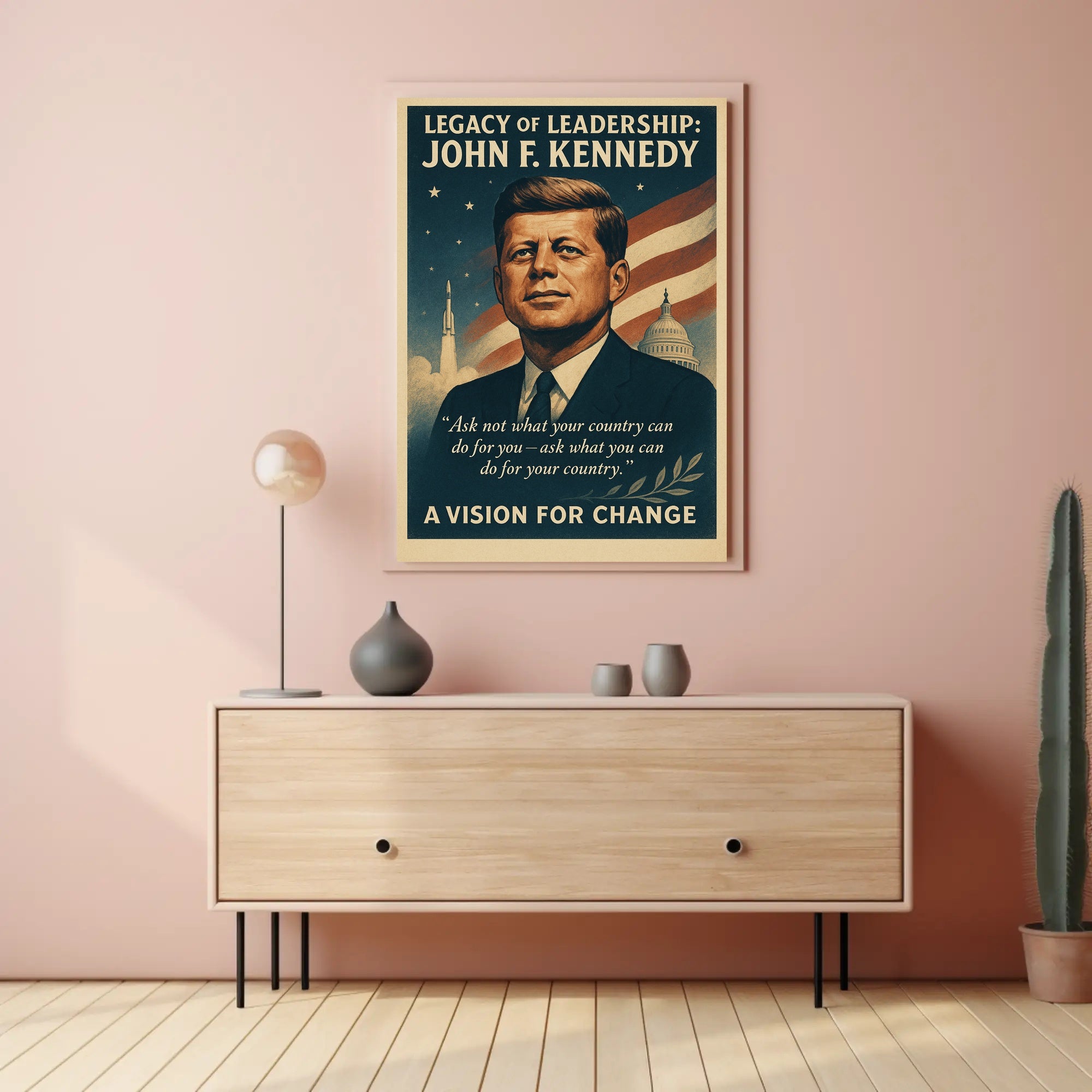 John F. Kennedy Legacy of Leadership Poster PosterGoat