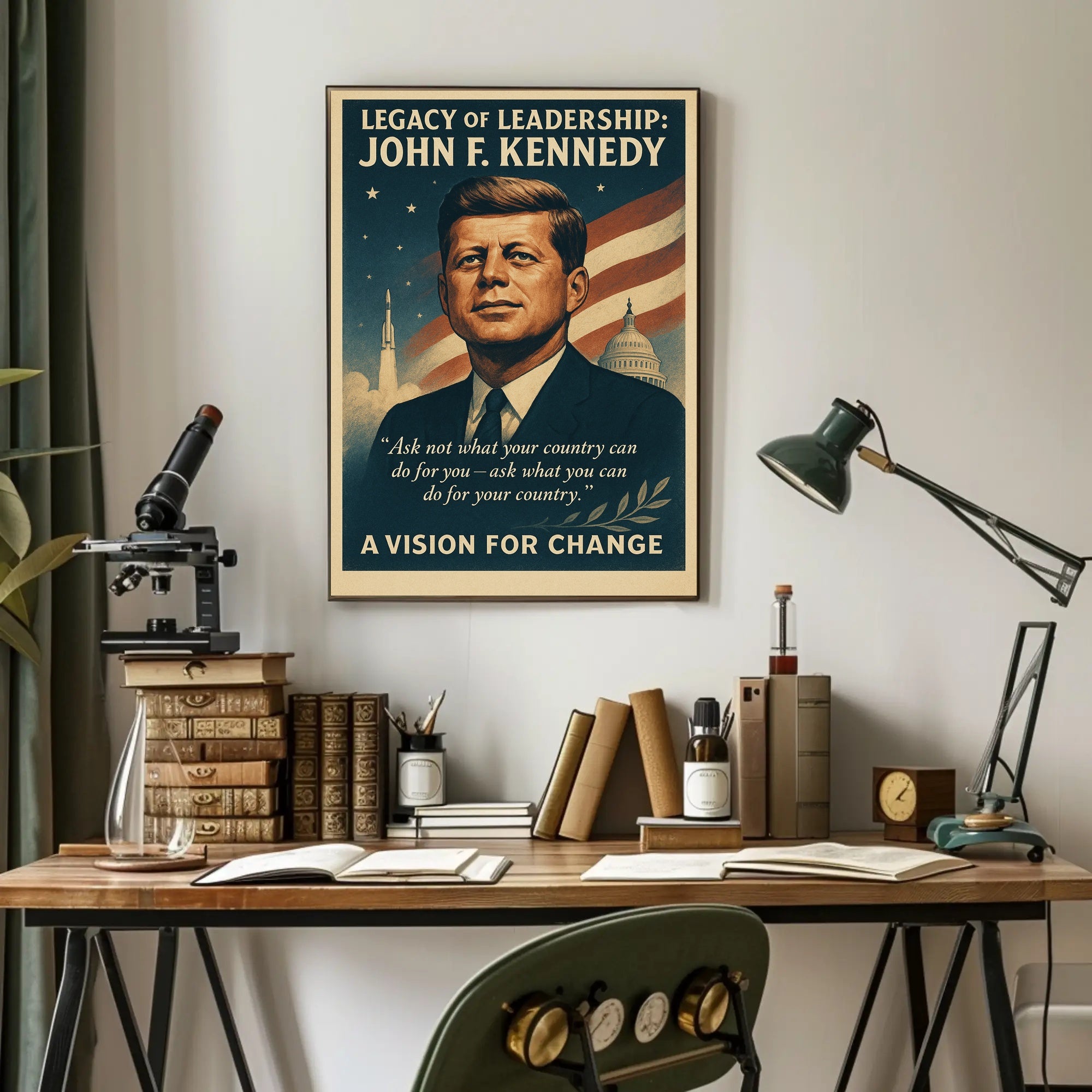 John F. Kennedy Legacy of Leadership Poster PosterGoat