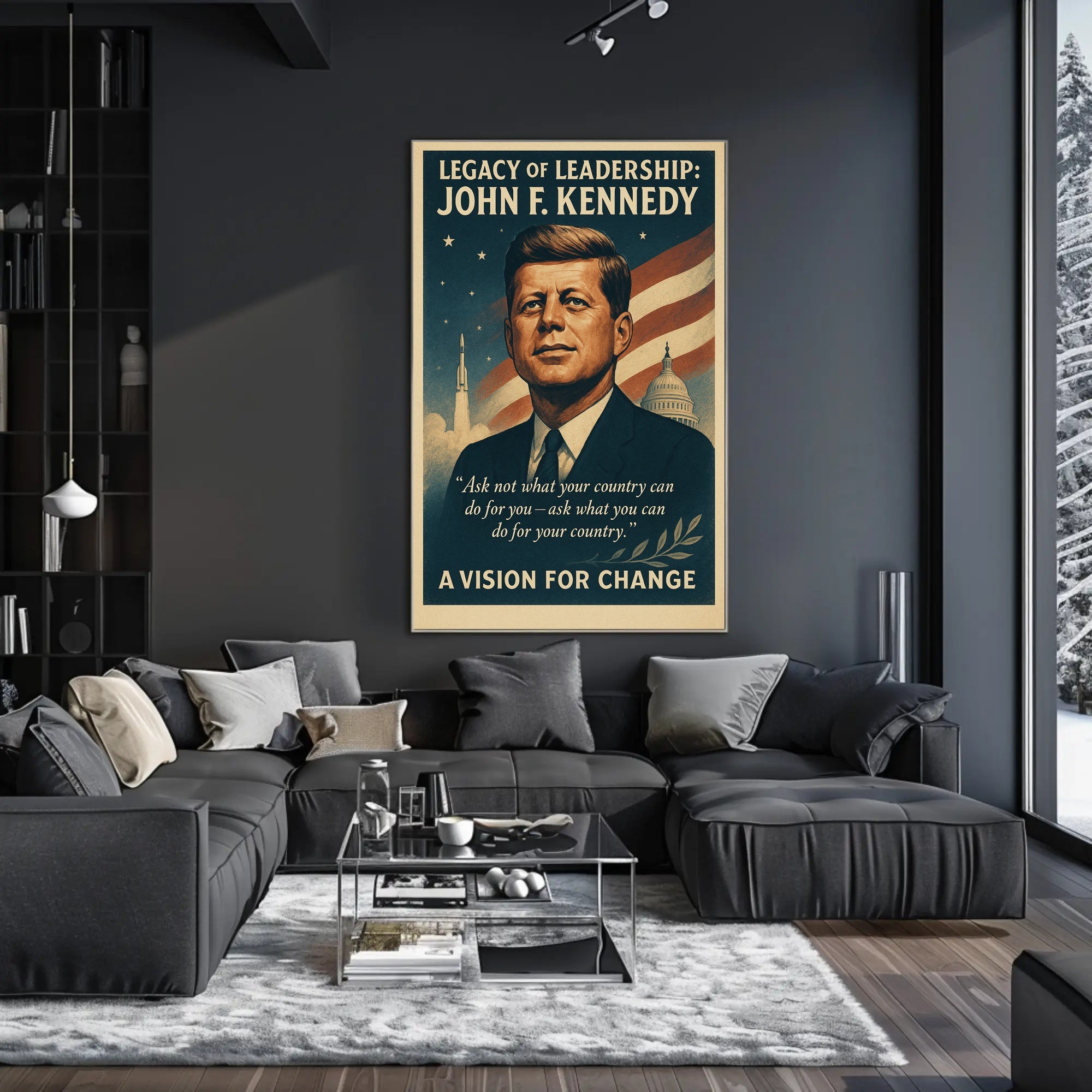 John F. Kennedy Legacy of Leadership Poster PosterGoat