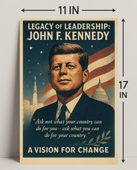 John F. Kennedy Legacy of Leadership Poster PosterGoat