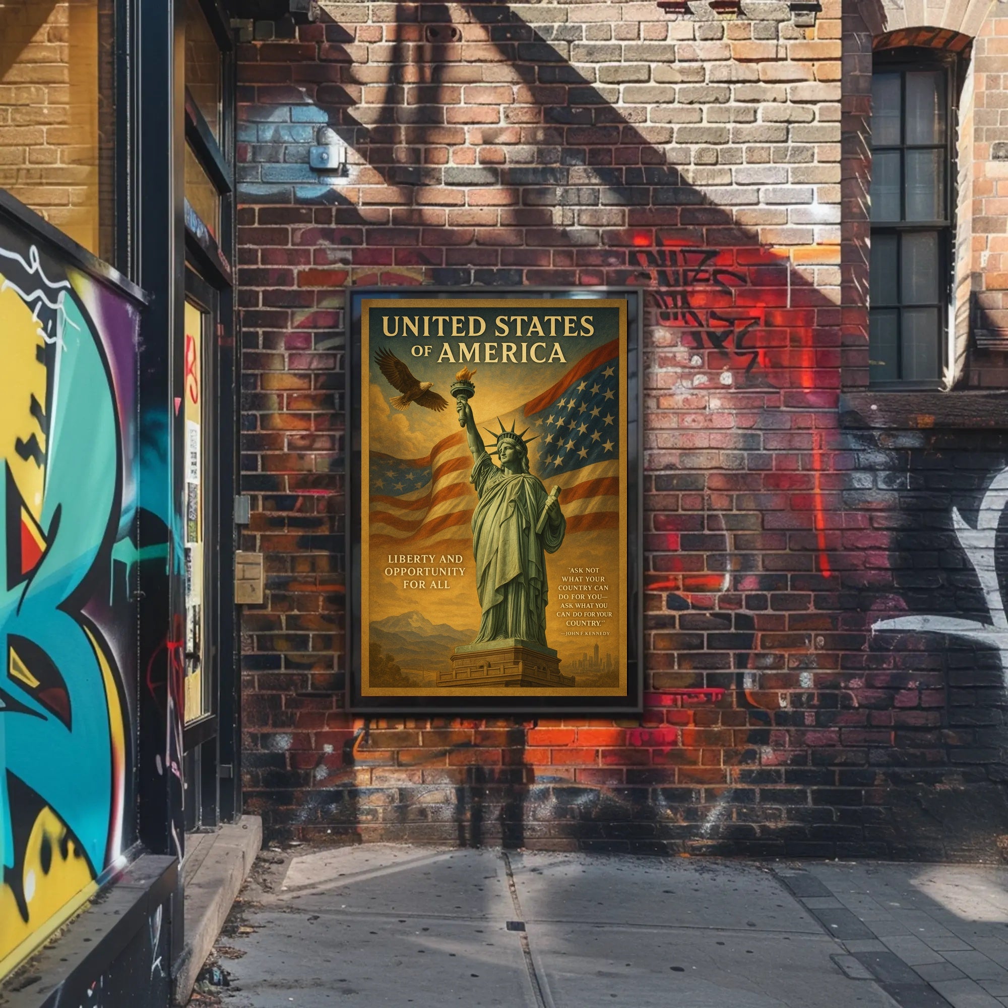 John F. Kennedy Quote Liberty and Opportunity Poster PosterGoat