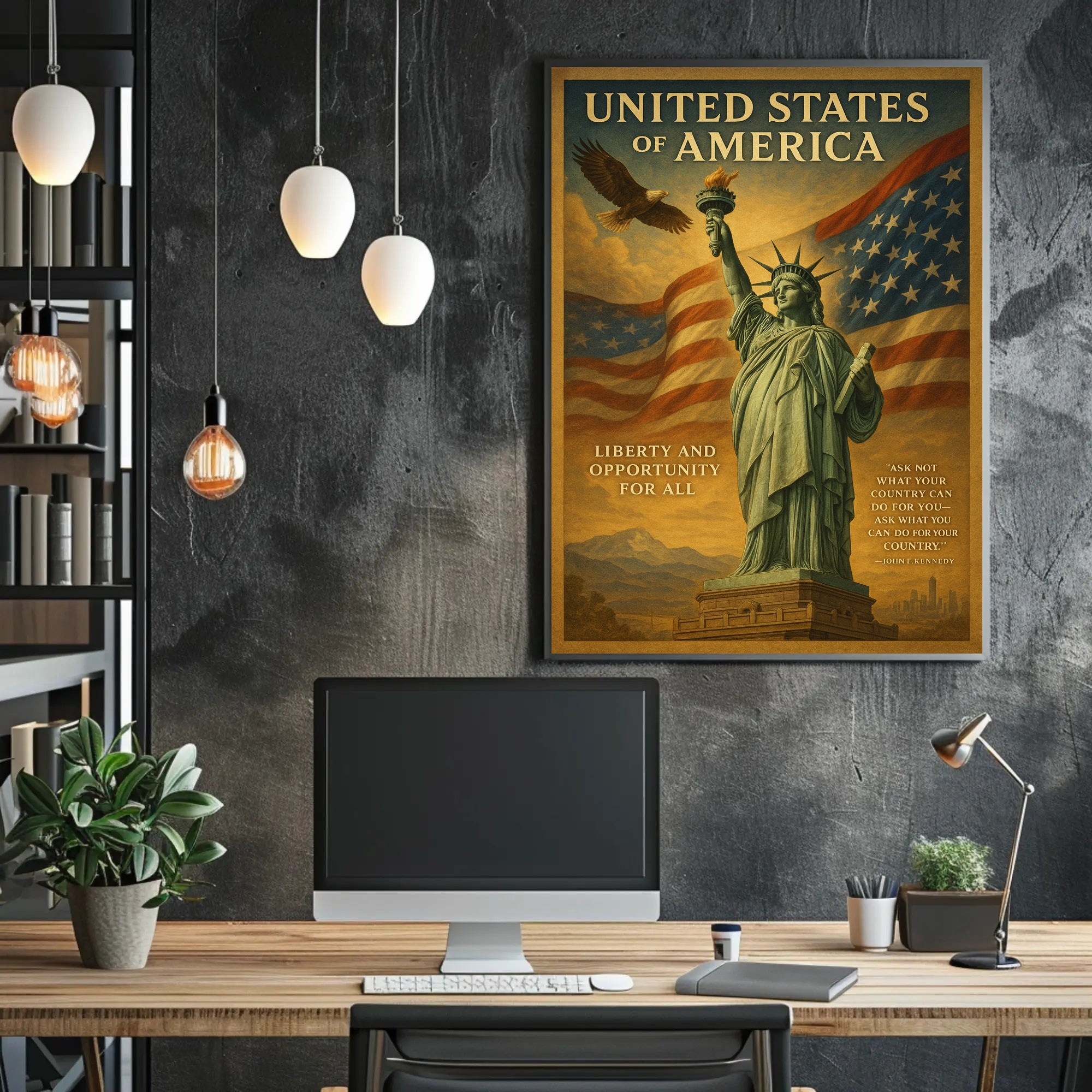 John F. Kennedy Quote Liberty and Opportunity Poster PosterGoat