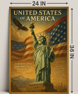 John F. Kennedy Quote Liberty and Opportunity Poster PosterGoat