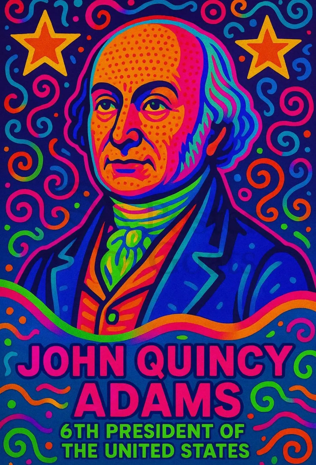 John Quincy Adams Pop Art Presidential Poster PosterGoat