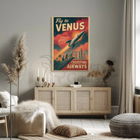 Journey to Venus with Celestial Airways Sci-Fi Poster PosterGoat