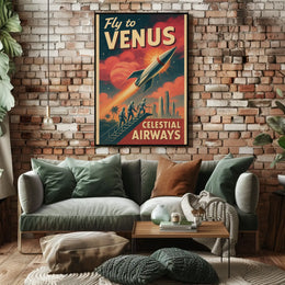 Journey to Venus with Celestial Airways Sci-Fi Poster PosterGoat
