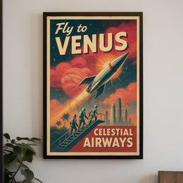 Journey to Venus with Celestial Airways Sci-Fi Poster PosterGoat