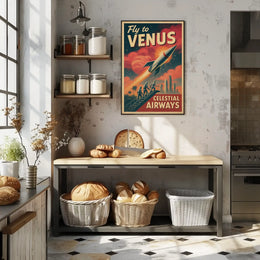 Journey to Venus with Celestial Airways Sci-Fi Poster PosterGoat