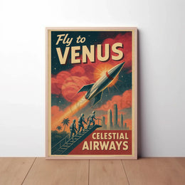 Journey to Venus with Celestial Airways Sci-Fi Poster PosterGoat