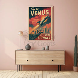 Journey to Venus with Celestial Airways Sci-Fi Poster PosterGoat