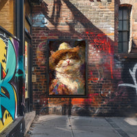 Joyful Cat in Straw Hat Animal Poster PosterGoat