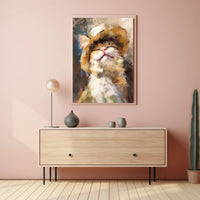 Joyful Cat in Straw Hat Artistic Animal Poster PosterGoat