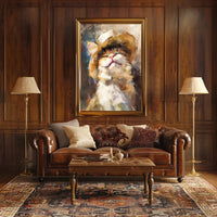 Joyful Cat in Straw Hat Artistic Animal Poster PosterGoat