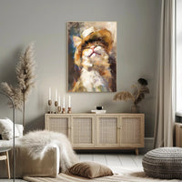 Joyful Cat in Straw Hat Artistic Animal Poster PosterGoat
