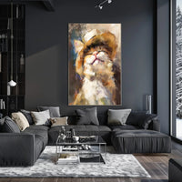 Joyful Cat in Straw Hat Artistic Animal Poster PosterGoat