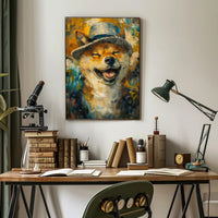 Joyful Dog in Hat Abstract Artistic Poster PosterGoat