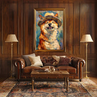 Joyful Dog in Straw Hat Animal Poster PosterGoat
