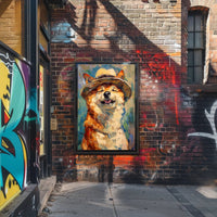 Joyful Dog in Straw Hat Animal Poster PosterGoat