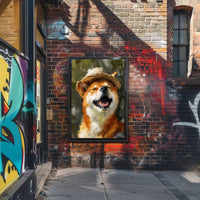 Joyful Dog in Straw Hat Impressionistic Animal Poster PosterGoat