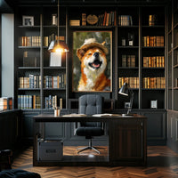 Joyful Dog in Straw Hat Impressionistic Animal Poster PosterGoat