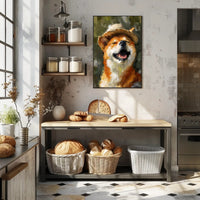 Joyful Dog in Straw Hat Impressionistic Animal Poster PosterGoat