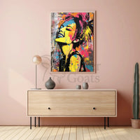 Joyful Graffiti Style Pop Art Woman Poster PosterGoat