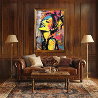 Joyful Graffiti Style Pop Art Woman Poster PosterGoat