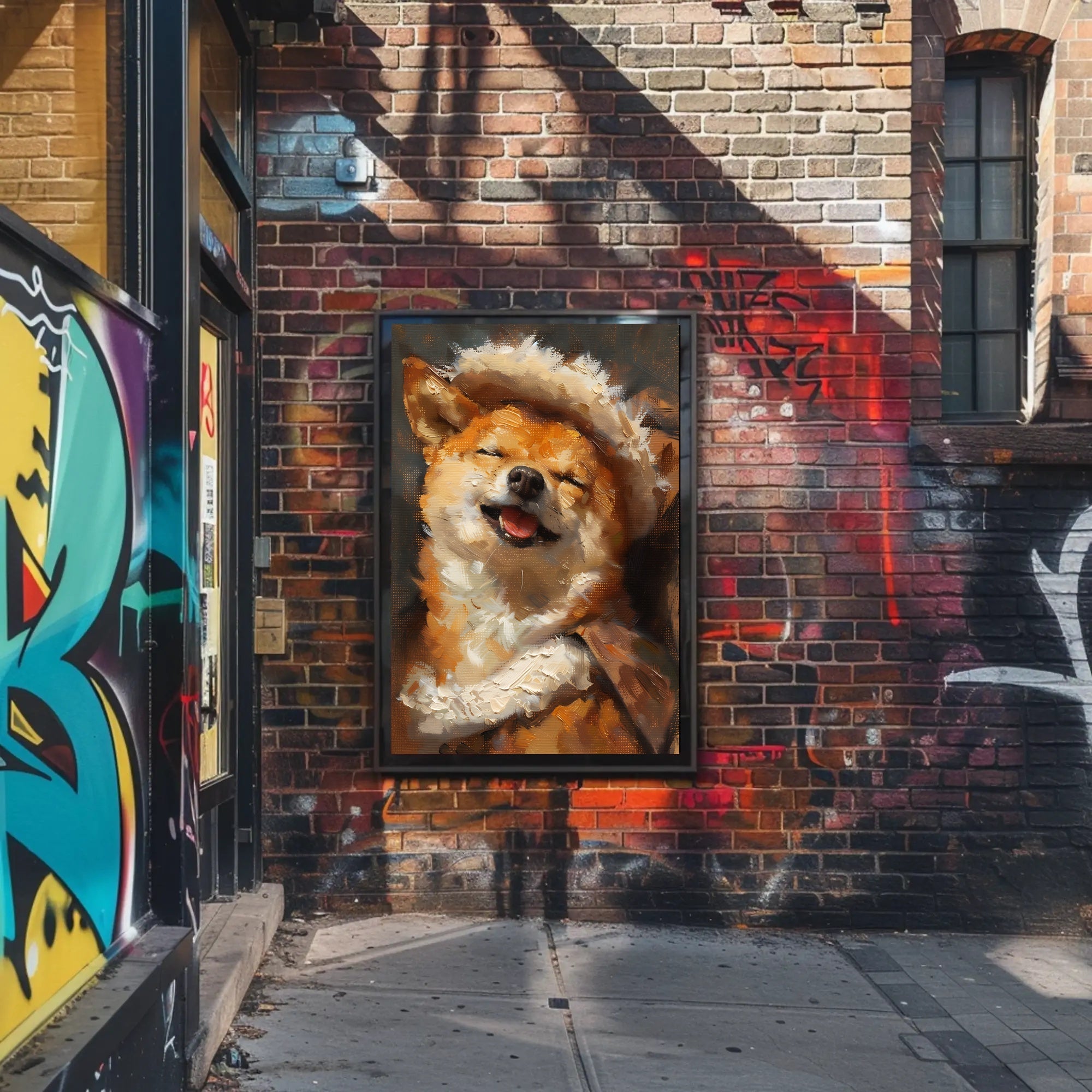 Joyful Shiba Inu Wearing Hat Animal Poster PosterGoat