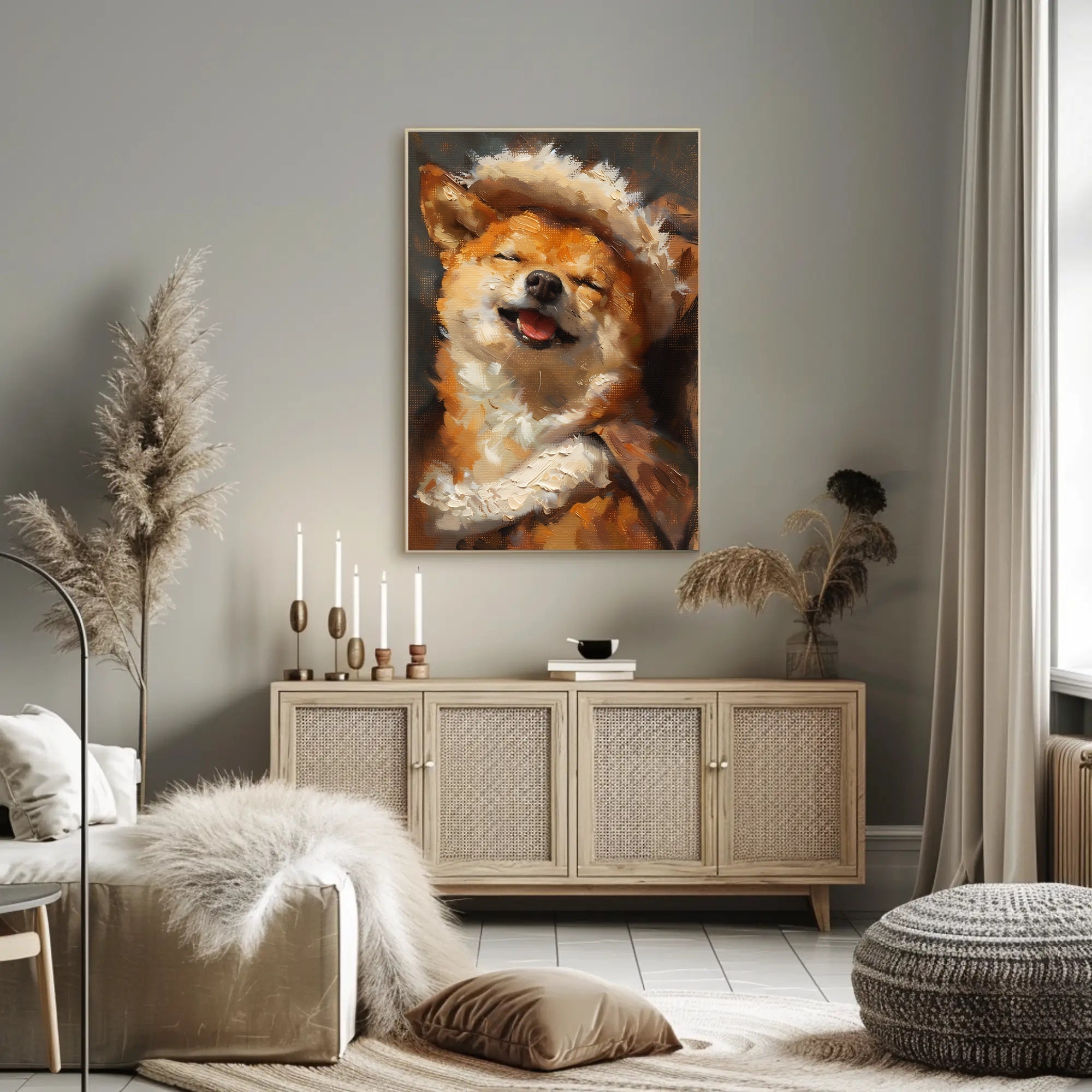 Joyful Shiba Inu Wearing Hat Animal Poster PosterGoat