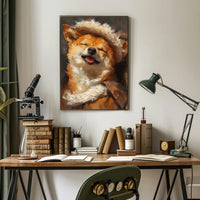 Joyful Shiba Inu Wearing Hat Animal Poster PosterGoat
