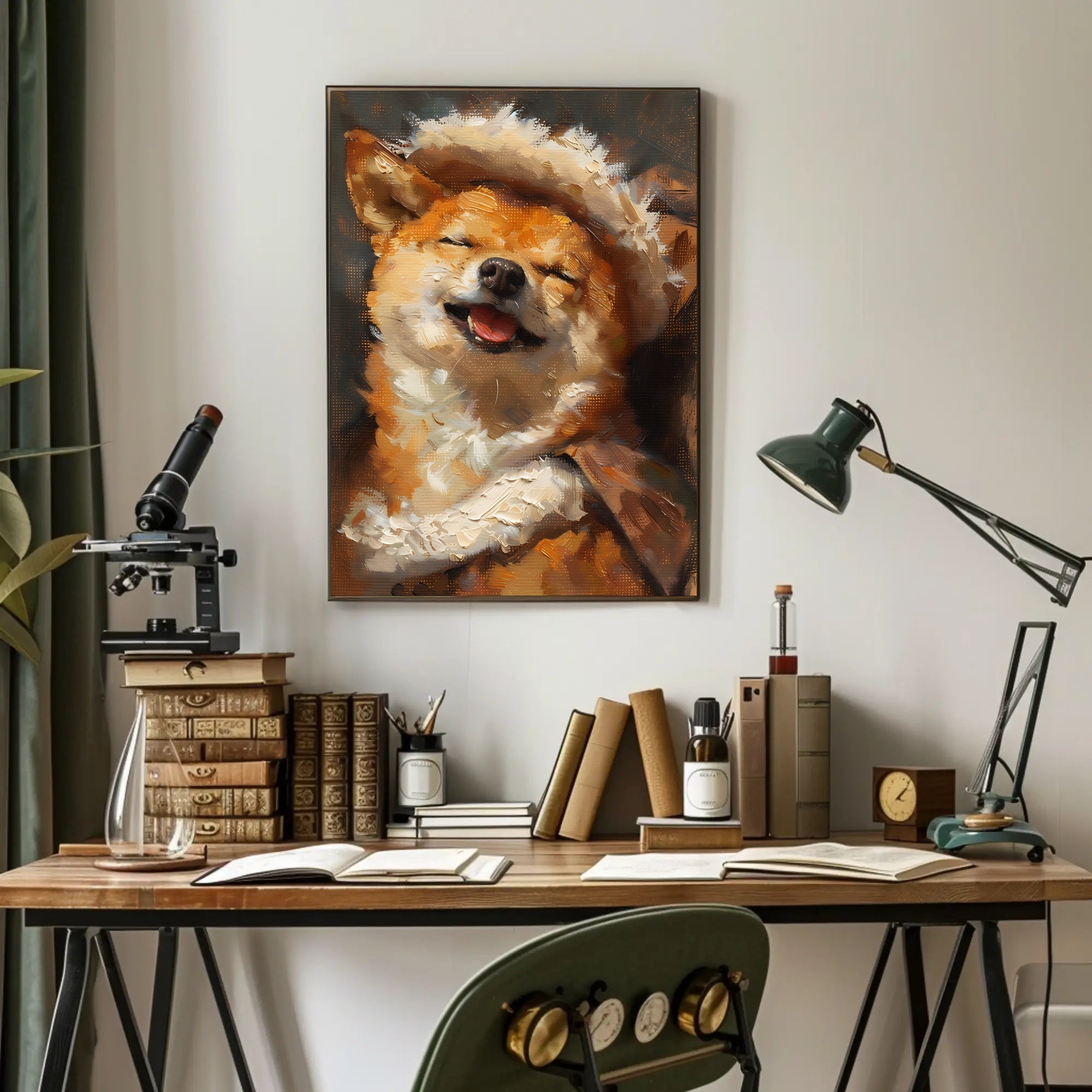 Joyful Shiba Inu Wearing Hat Animal Poster PosterGoat