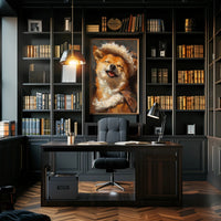 Joyful Shiba Inu Wearing Hat Animal Poster PosterGoat