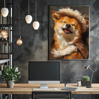 Joyful Shiba Inu Wearing Hat Animal Poster PosterGoat