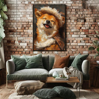 Joyful Shiba Inu Wearing Hat Animal Poster PosterGoat