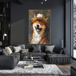 Joyful Shiba Inu in Fedora - Animal Poster PosterGoat