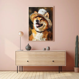 Joyful Shiba Inu in Hat: Dog Breed Poster PosterGoat
