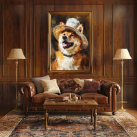 Joyful Shiba Inu in Hat: Dog Breed Poster PosterGoat