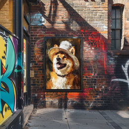 Joyful Shiba Inu in Hat: Dog Breed Poster PosterGoat